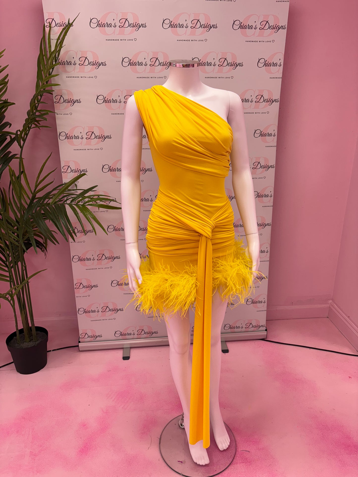 Destiny mini dress with feathers (Size 10-12 ready to send)