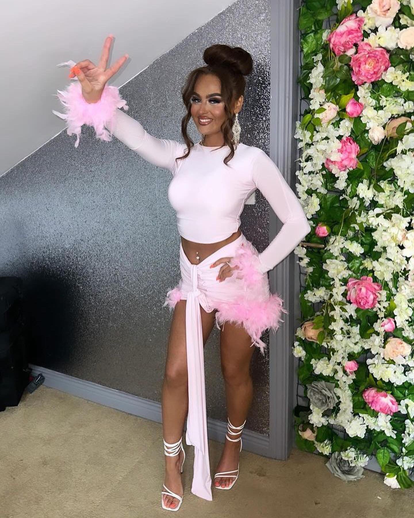 Tessa two piece extra feathers on skirt (made to order)
