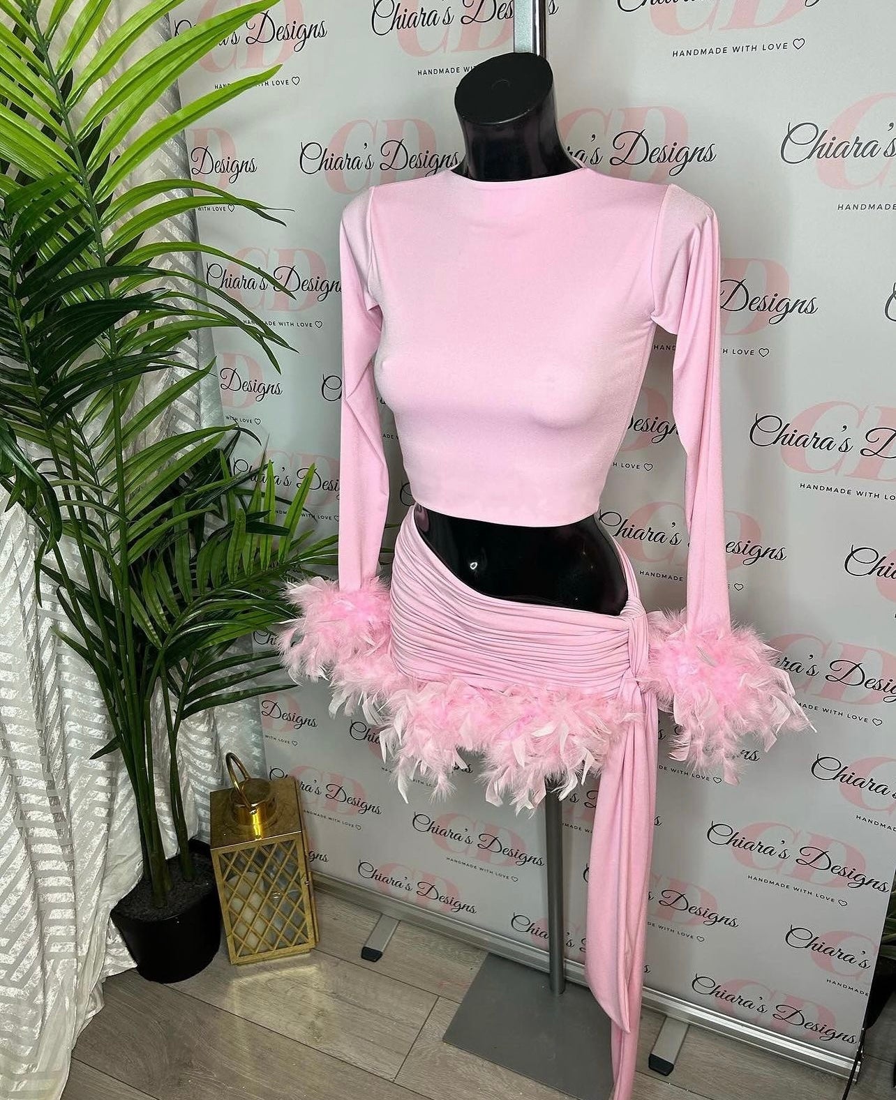 Tessa two piece extra feathers on skirt (made to order)