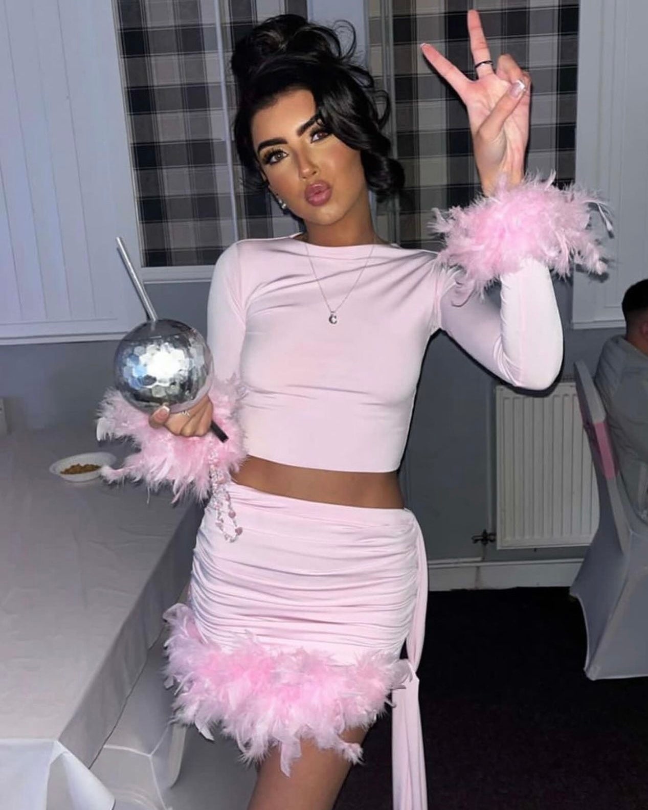 Tessa two piece extra feathers on skirt (made to order)