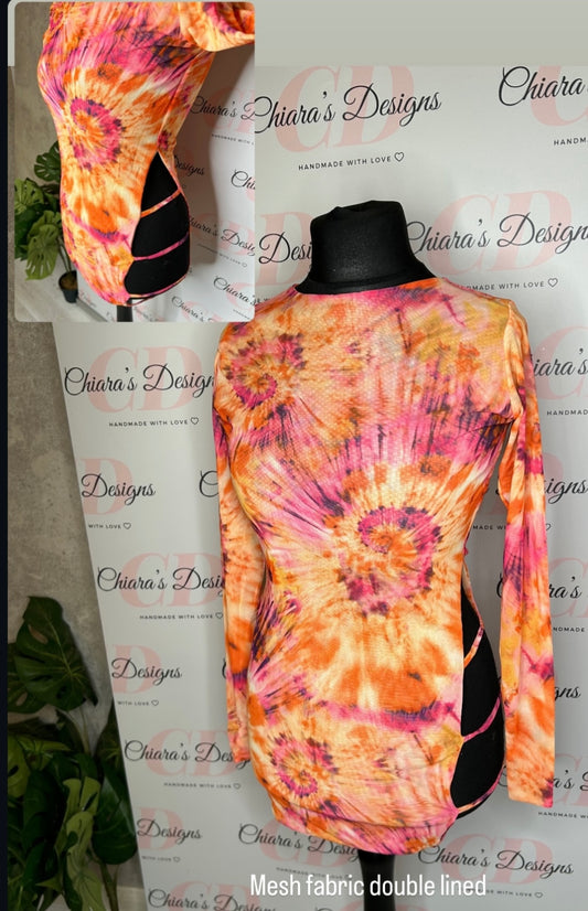 Tie dye cut out mini dress (size 12-14 ready to send )