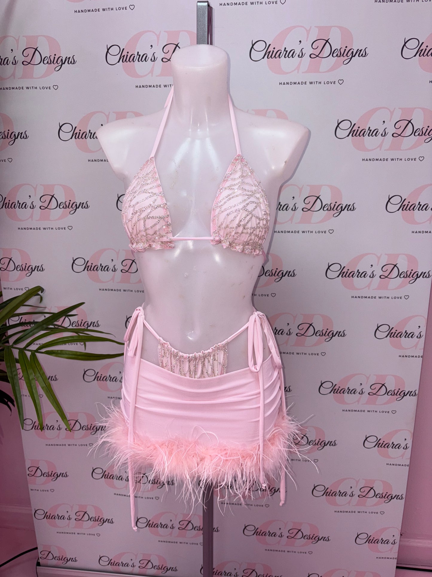 Glitter swim set 3 peices (XS 4-6 ready to send)