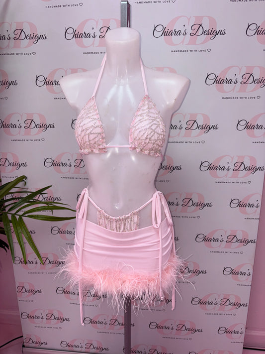 Glitter swim set 3 peices (XS 4-6 ready to send)