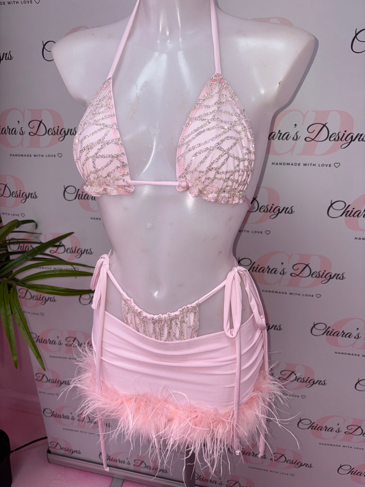 Glitter swim set 3 peices (XS 4-6 ready to send)