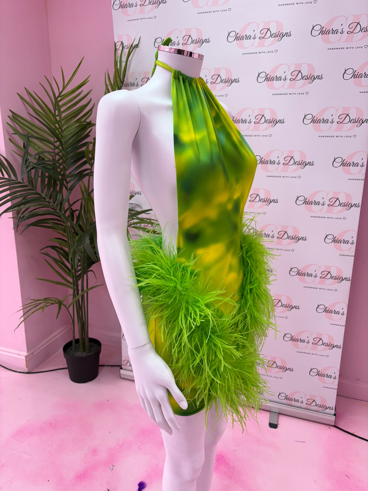 Eliana dress (size 4-6 ready to send) ombré feathers darker at the back