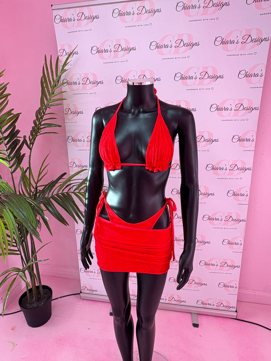 Sienna swim set (size 4-6 ready to ship) red lace material